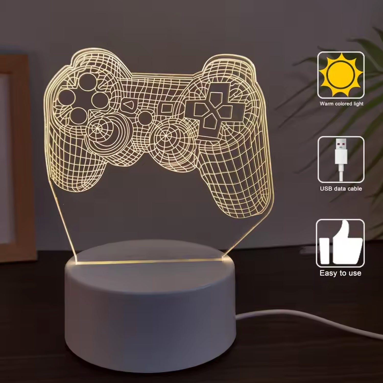 3D Acrylic LED Night Lamp – Game Controller Shape Decorative Light for Gamers (1 Pc) 3D Acrylic LED Night Lamp – Game Controller Shape Decorative Light for Gamers (1 Pc)